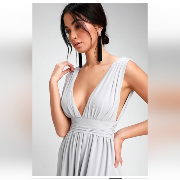 Lulus Heavenly Hues Light Grey Maxi Dress - Size XL - Picture 2 of 3